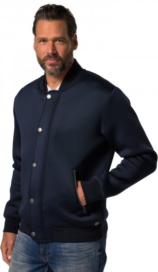 JP1880 College Jacket Scuba Fabric with Zipper Navy - Jassen - Grote Maten Herenjassen