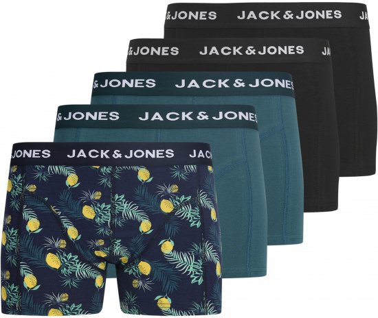 Jack & Jones Jake Lemon 5-Pack Trunks Black/Blue - Boxershorts - Grote Maten Boxershorts Heren