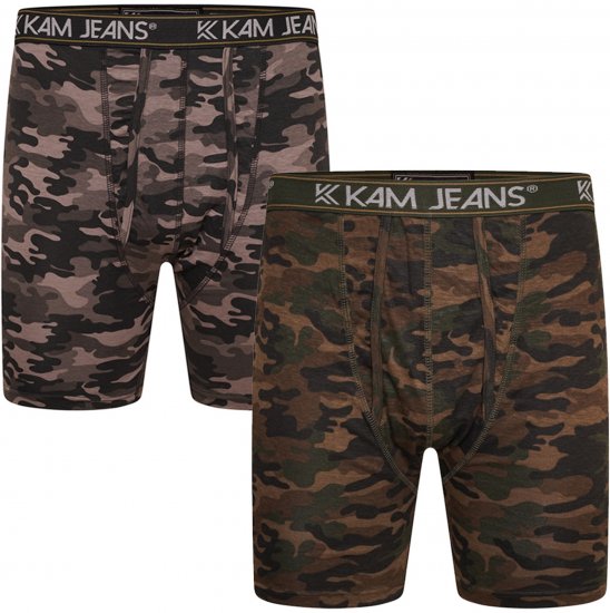 Kam Jeans 813 Camo Print Boxers Charcoal Khaki - Boxershorts - Grote Maten Boxershorts Heren