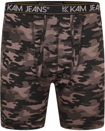 Kam Jeans 813 Camo Print Boxers Charcoal Khaki - Boxershorts - Grote Maten Boxershorts Heren
