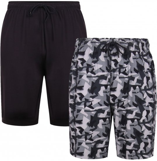 Kam Jeans Twin Pack Shorts Camo/Plain Black - Joggingbroeken & shorts - Joggingbroeken & Shorts Heren Grote Maten