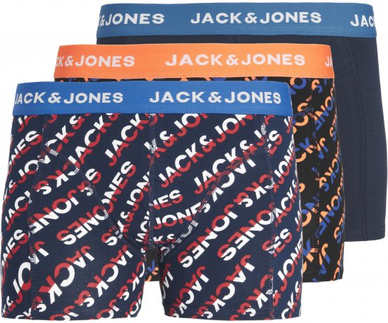Jack & Jones Logo Trunks 3-Pack Navy Blazer - Ondergoed & zwem - Grote Maten Ondergoed Heren