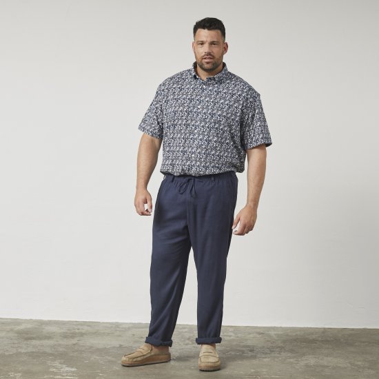 North Latitude 61155 Linnen Comfort Fit Broek Navy Blauw - Jeans & broeken - Jeans & Broeken Grote Maten Heren