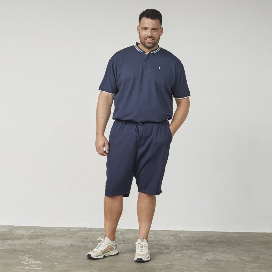 North Latitude 61154 Linnen Comfort Fit Shorts Navy Blauw - Shorts - Grote Maten Korte Broeken Heren