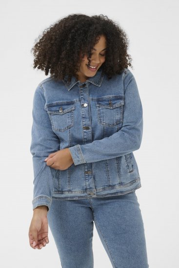 Kaffe Curve Vilana Denim Jacket Washed Blue - Spijkerjassen - 