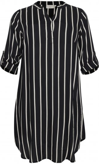 Kaffe Curve Milana Shirt Jurk Zwart / Chalk streep - Kleedjes - 