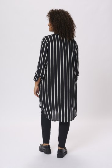 Kaffe Curve Milana Shirt Jurk Zwart / Chalk streep - Kleedjes - 