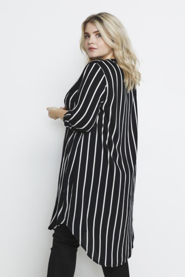 Kaffe Curve Milana Shirt Jurk Zwart / Chalk streep - Kleedjes - 