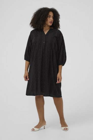 Kaffe Curve Dina Dress Black Deep - Midi jurken - 