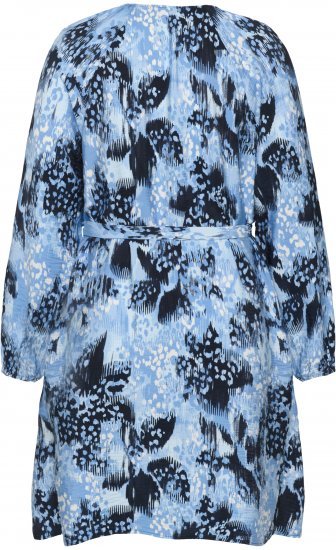 Kaffe Curve Aliana Dress Blue Flower Animal - Midi jurken - 