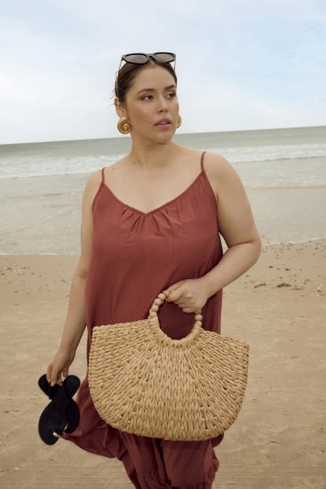 Kaffe Curve Emilia Dress Henna Brown - Maxi jurken - 