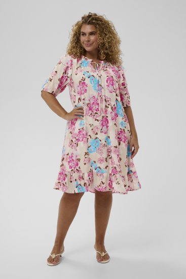 Kaffe Curve Hayley Dress Multi Color Flower - Midi jurken - 