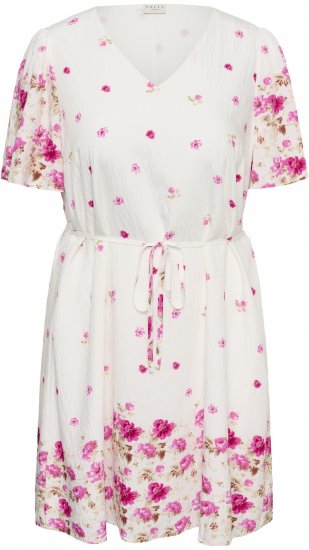 Kaffe Curve Rosa Mini Dress White Rose Border Flower - Mini jurken - 