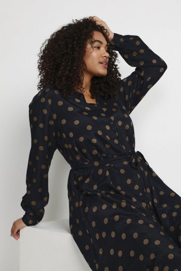 Kaffe Curve Olivia Jurk Zwart met Mustang stip - Kleedjes - 