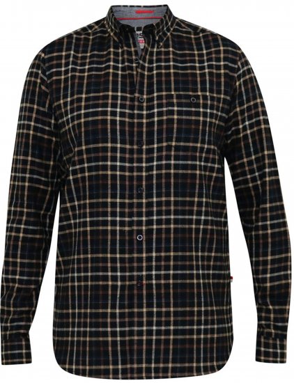 D555 Destin Checked Long Sleeve Shirt Black/Tan Check - Overhemden met lange mouwen - 