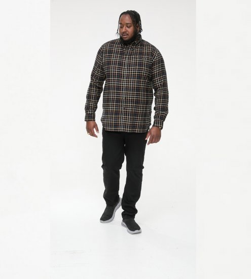 D555 Destin Checked Long Sleeve Shirt Black/Tan Check - Overhemden met lange mouwen - 
