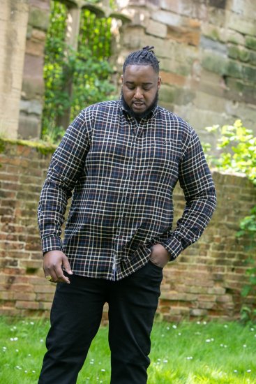 D555 Destin Checked Long Sleeve Shirt Black/Tan Check - Overhemden met lange mouwen - 