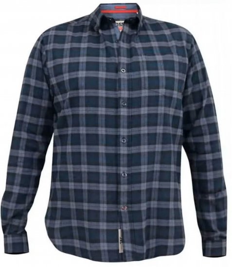 D555 Luton Checked Flanell Shirt Navy - Hemden - Overhemden Grote Maten Heren