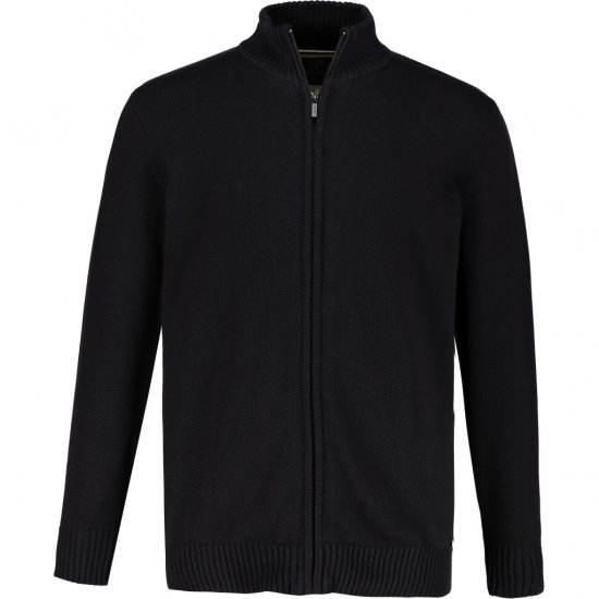 JP1880 Sweater Knitter with Zipper Black - Sweaters & Hoodies - Sweaters & Hoodies Grote Maten Heren
