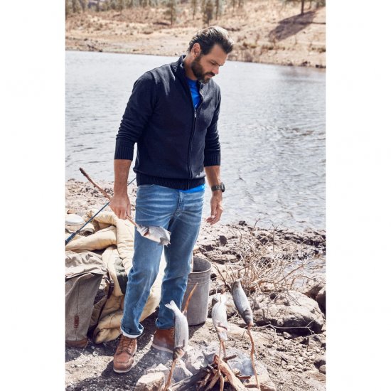 JP1880 Cardigan Knitted with Zipper Navy TALL - HERENKLEDING MT-6XLT - Tall Kleding Heren