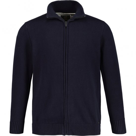 JP1880 Cardigan Knitted with Zipper Navy - Sweaters & Hoodies - Sweaters & Hoodies Grote Maten Heren