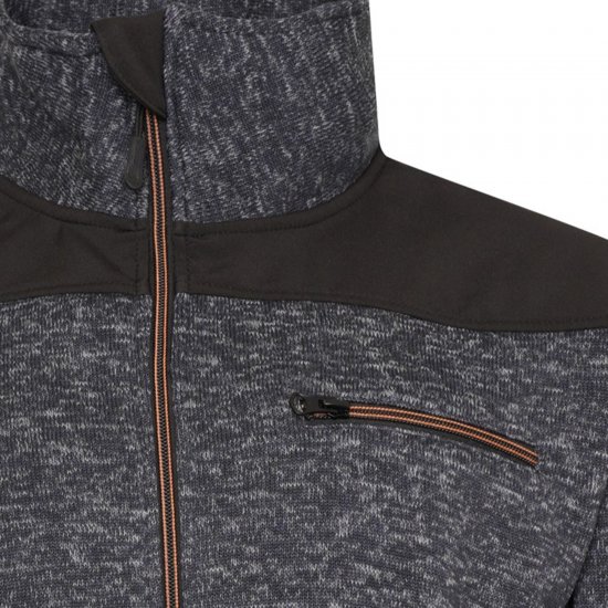 Kam jeans KV133 Twisted Marl Fleece Jacket Black - Jassen - Grote Maten Herenjassen