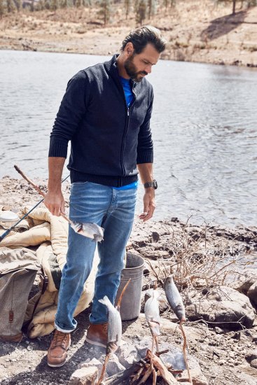 JP1880 Cardigan Knitted with Zipper Navy - Sweaters & hoodies - Sweaters & Hoodies Grote Maten Heren