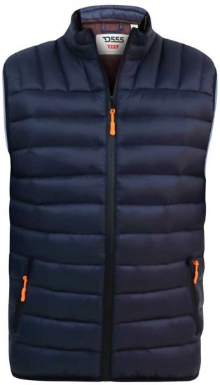 D555 WICKHAM 1 Puffer Gilet with Burgundy Lining Navy - Bodywarmers - Bodywarmers in grote maten