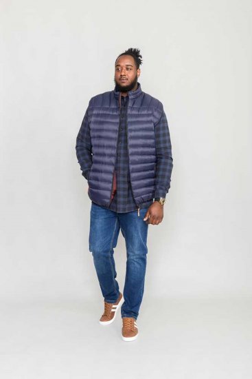 D555 WICKHAM 1 Puffer Gilet with Burgundy Lining Navy - Bodywarmers - Bodywarmers in grote maten