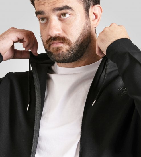 Duke Kenilworth Pin Tuck Sleeves Zip Through Hoodie Dark Navy TALL - TALL sweatshirts - 