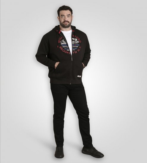 Duke Southampton Brooklyn Chest Print Full Zip Hoodie Black - Sweaters & hoodies - Sweaters & Hoodies Grote Maten Heren