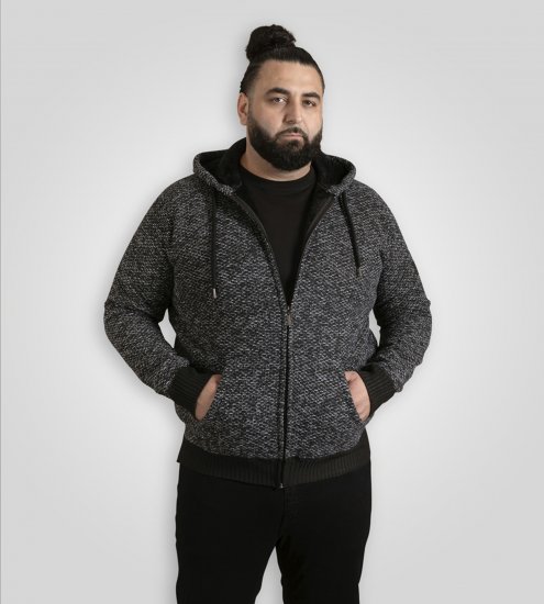 Duke Fareham Bonded Sherpa Lining Knitted Hoodie Grey - Sweaters & hoodies - Sweaters & Hoodies Grote Maten Heren