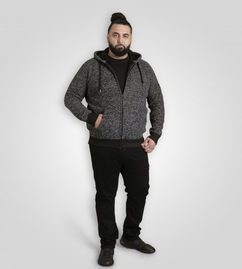 Duke Fareham Bonded Sherpa Lining Knitted Hoodie Grey - Sweaters & hoodies - Sweaters & Hoodies Grote Maten Heren