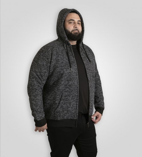 Duke Fareham Bonded Sherpa Lining Knitted Hoodie Grey - Sweaters & hoodies - Sweaters & Hoodies Grote Maten Heren