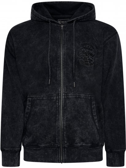 Kam Jeans 7082 Garment DYE with Zipper Hoodie Black - Sweaters & hoodies - Sweaters & Hoodies Grote Maten Heren