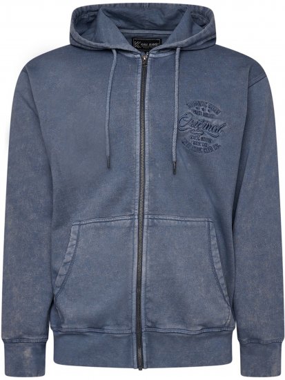 Kam Jeans 7082 Garment DYE with Zipper Hoodie Vintage Indigo - Sweaters & hoodies - Sweaters & Hoodies Grote Maten Heren