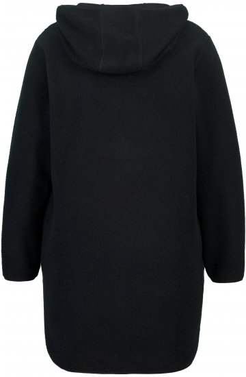 Ulla Popken Teddy Fleece Hooded Zip Neck Sweatshirt Black - Sweaters & hoodies - 