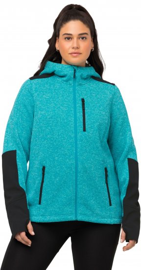 Ulla Popken Contrast Inserts Sweater Knit Hoodie Aquamarine - Sweaters & hoodies - 