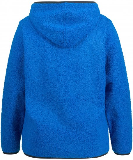 Ulla Popken Teddy Fleece Partial Zip Hoodie Royal Blue - Sweaters & hoodies - 