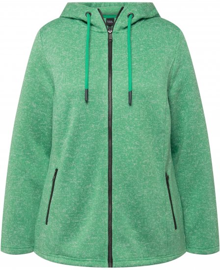 Ulla Popken Melange Knit Fleece Lined Hoodie Spring Green - Sweaters & hoodies - 