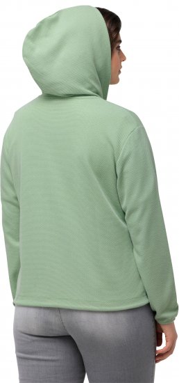 Ulla Popken Drawstring Hem Zip-Up Hoodie Light Green - Sweaters & hoodies - 