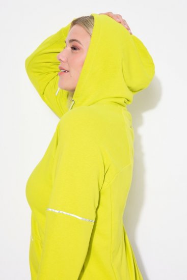 Ulla Popken Zippered Pocket and Reflective Piping Hoodie Green Apple - Sweaters & hoodies - Warme Sweaters, Hoodies & Truien