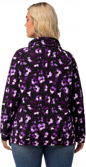 Ulla Popken Floral Print Drawstring Collar Hoodie Black - Sweaters & hoodies - 