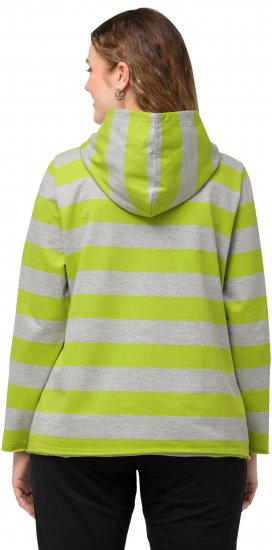 Ulla Popken Mixed Stripe Long Sleeve Hoodie Apple Green - Sweaters & hoodies - 
