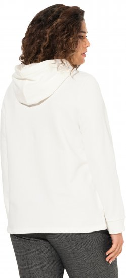 Ulla Popken Face Graphic Long Sleeve Hoodie Off-White - Sweaters & hoodies - 