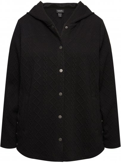 Ulla Popken Cable Knit Long Sleeve Hoodie Black - Sweaters & hoodies - 