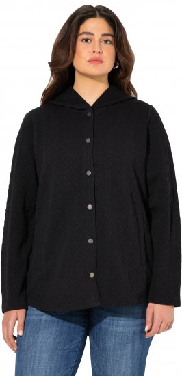 Ulla Popken Cable Knit Long Sleeve Hoodie Black - Sweaters & hoodies - 