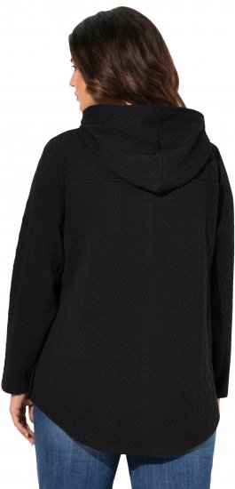 Ulla Popken Cable Knit Long Sleeve Hoodie Black - Sweaters & hoodies - 