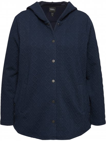 Ulla Popken Cable Knit Long Sleeve Hoodie Navy - Sweaters & hoodies - 