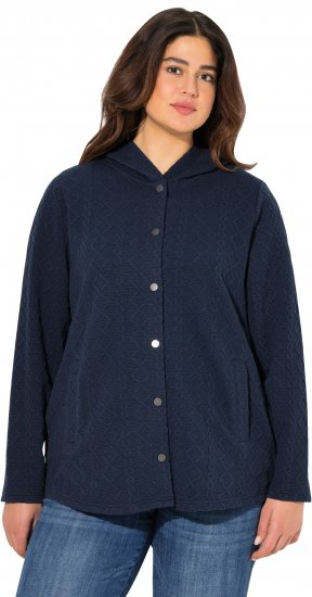 Ulla Popken Cable Knit Long Sleeve Hoodie Navy - Sweaters & hoodies - 